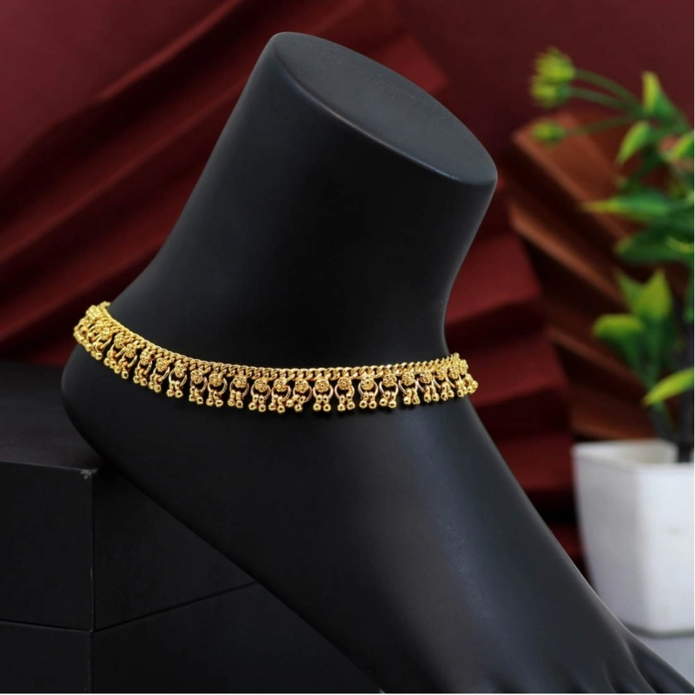Generic Women's Gold Color Anklets (Free Size: Upto 10") 