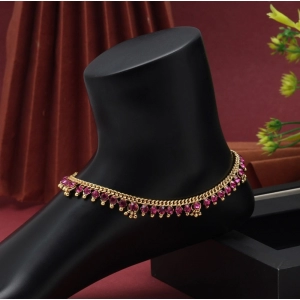 Generic Women's Rani Color Anklets (Free Size: Upto 10") 