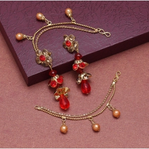 Generic Women's Red Color Bahubali Earrings 