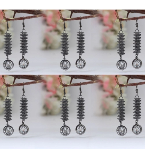 Women's Black Color Antique Earrings Combo Of 6 Pairs 
