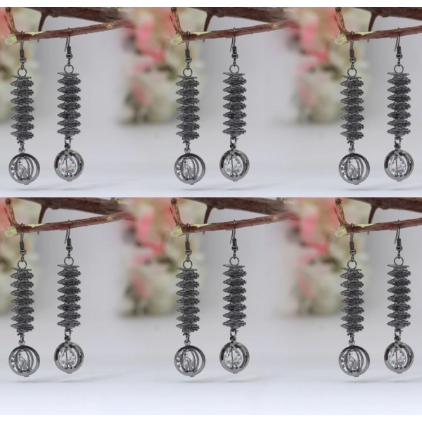 Dropship Women's Black Color Antique Earrings Combo Of 6 Pairs
