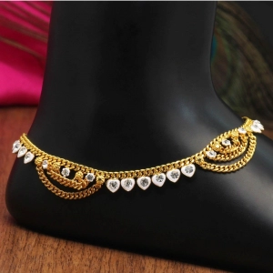 Generic Women's White Color Rhinestone Anklets (Free Size: Upto 10") 