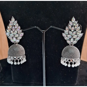 Generic Women's Silver Color Oxidised Earrings 