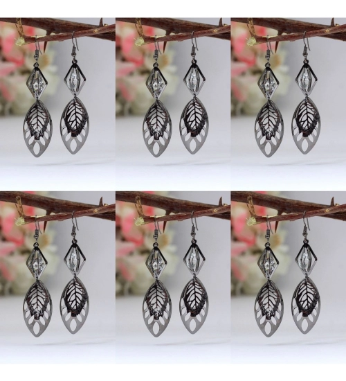 Women's Black Color Antique Earrings Combo Of 6 Pairs 