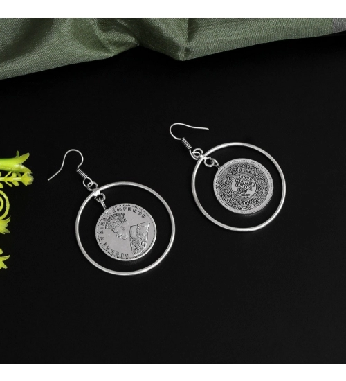 Women's Silver Color Oxidised Earrings 