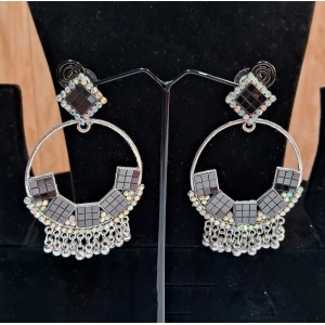 Generic Women's Black Color Oxidised Earrings 