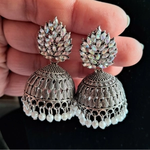 Generic Women's Silver Color Oxidised Earrings 