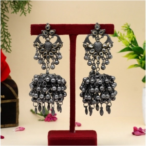 Generic Women's Silver Color Oxidised Earrings 