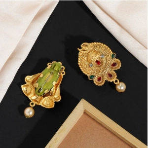 Generic Women's Maroon & Green Color Use Burkha Pin & Dupatta / Saree Pin Combo Of 4 Piece 