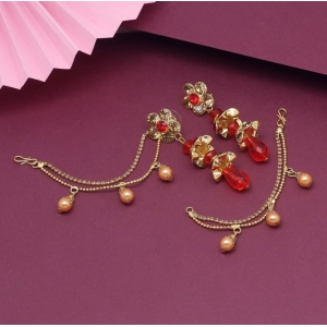 Generic Women's Red Color Bahubali Earrings 