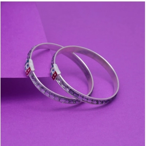 Generic Silver Color 1 Pair Of Oxidised Kids Bangles Size: 1.6 