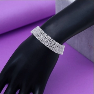 Generic Women's Silver Color Rhinestone Bracelet 