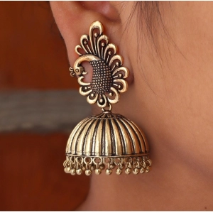 Generic Women's Ethnic Party Wear Oxidised Jhumka Earrings 