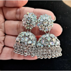 Generic Women's Silver Color Oxidised Earrings 