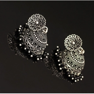Generic Women's Oxidised Silver Plated Black Color Earrings Jewellery 