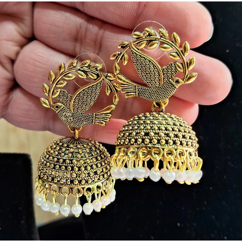 Generic Women's Gold Color Oxidised Earrings 