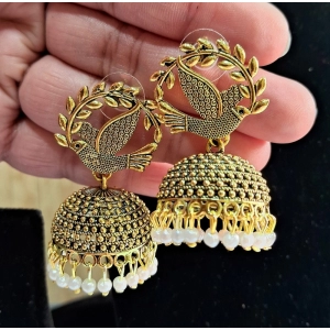 Generic Women's Gold Color Oxidised Earrings 
