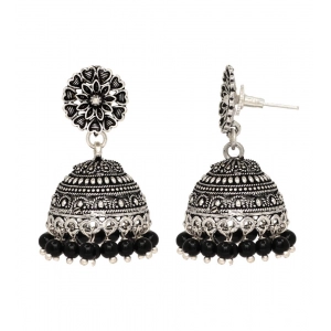 Generic Women's Oxidised Silver Plated Black Color Earrings Jewellery 
