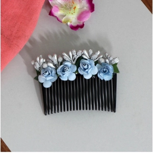 Generic Women's Sky Blue Color Hair Comb Pin 