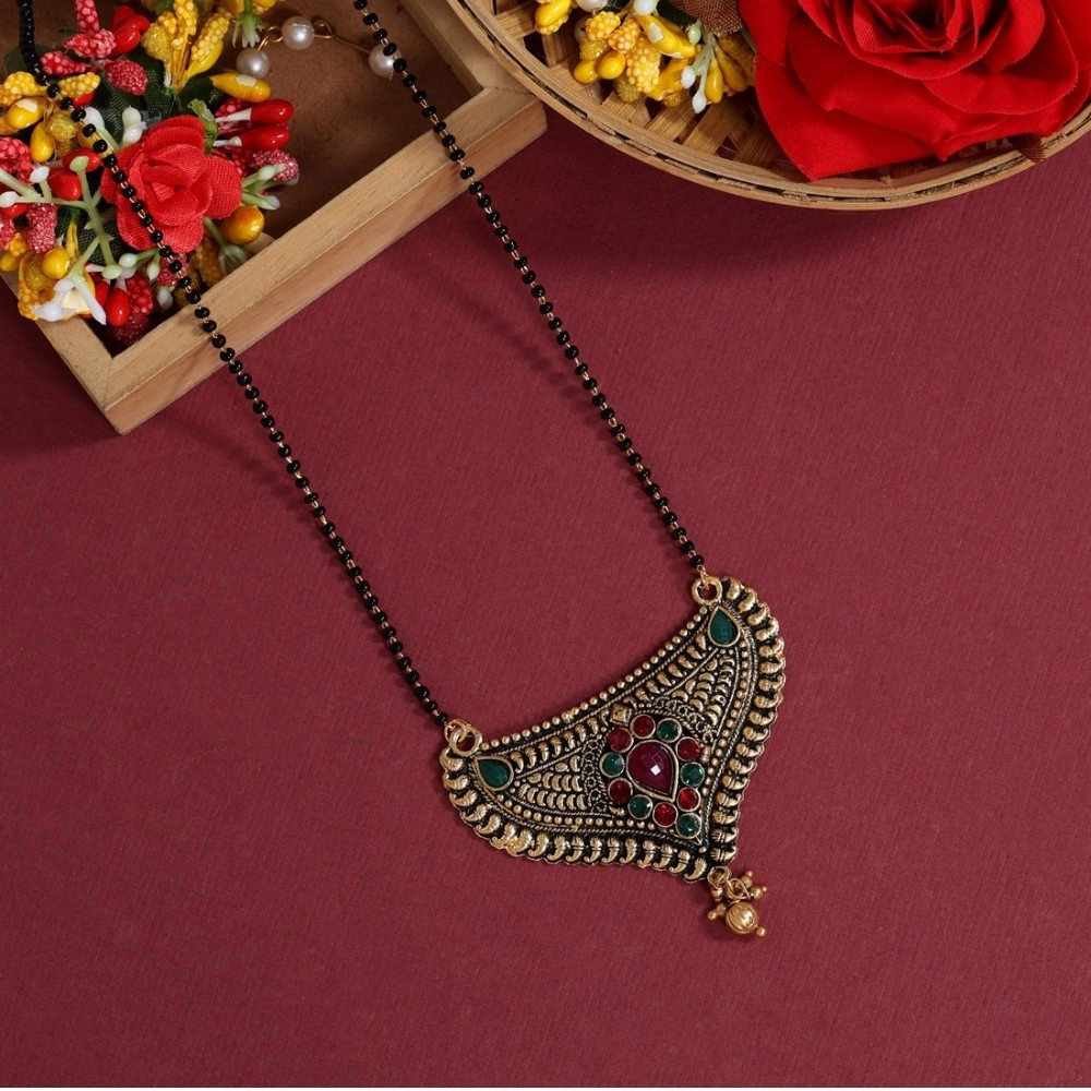 Generic Women's Maroon & Green Color Mangalsutra 