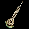Dropship Women's Green Color Imitation Pearl &amp; Kundan Maang Tikka 