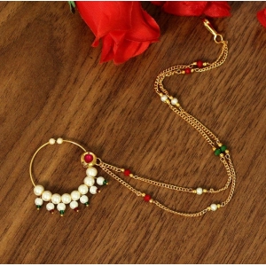 Generic Women's Rani & Green Color Nose Nath 