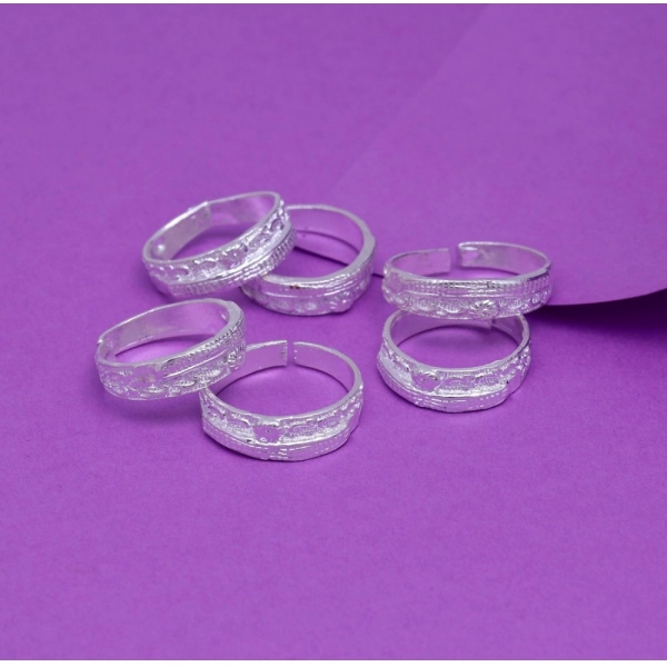 Dropship Women's Multi Color Assorted Design Toe Rings Combo Of 3 Pairs