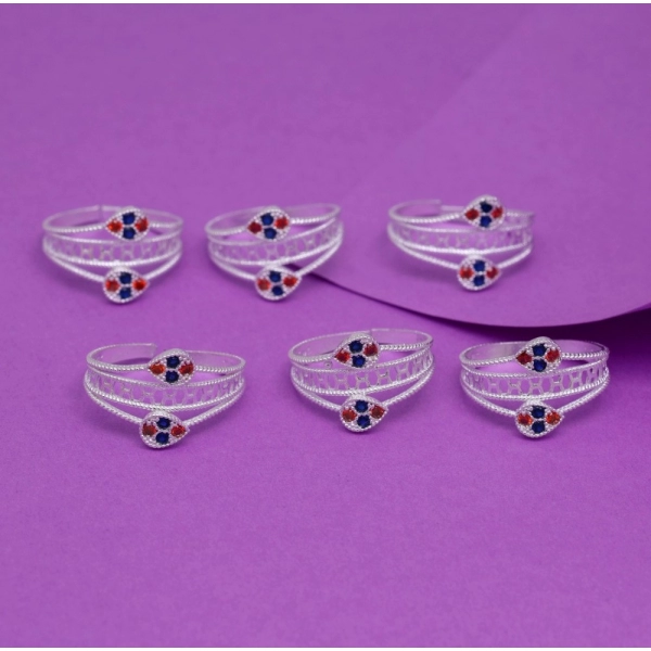 Dropship Women's Multi Color Assorted Design Adjustable Toe Rings Combo Of 3 Pairs