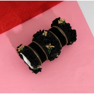 Generic Women's Black Color Floral Bangles Set: 2.4 