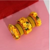 Dropship Women's Yellow Color Floral Bangles Set: 2.4 