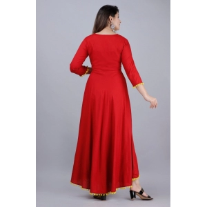 Generic Women's Casual 3/4th Sleeve Embroidered Viscose Rayon Kurti (Maroon)