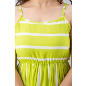 Generic Women's Casual Sleeveless Striped Crape Dresses (Parrot Green )