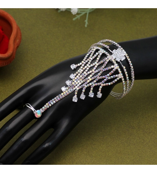 Women's White Color Hathphool Adjustable Bracelet