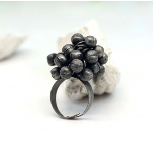 Generic Women's Silver Color Oxidised Adjustable Ring 