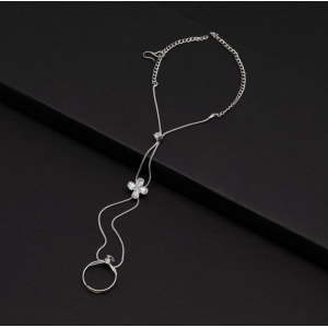Generic Women's White Color Rhinestone Hathphool Adjustable Bracelet