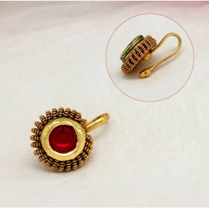 Generic Women's Multi Color Kundan Nose Pin Combo Of 4 Pieces 