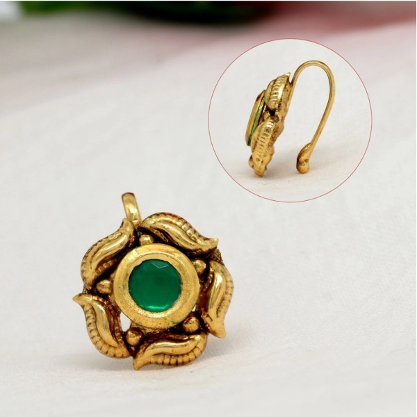Dropship Women's Multi Color Kundan Nose Pin Combo Of 4 Pieces