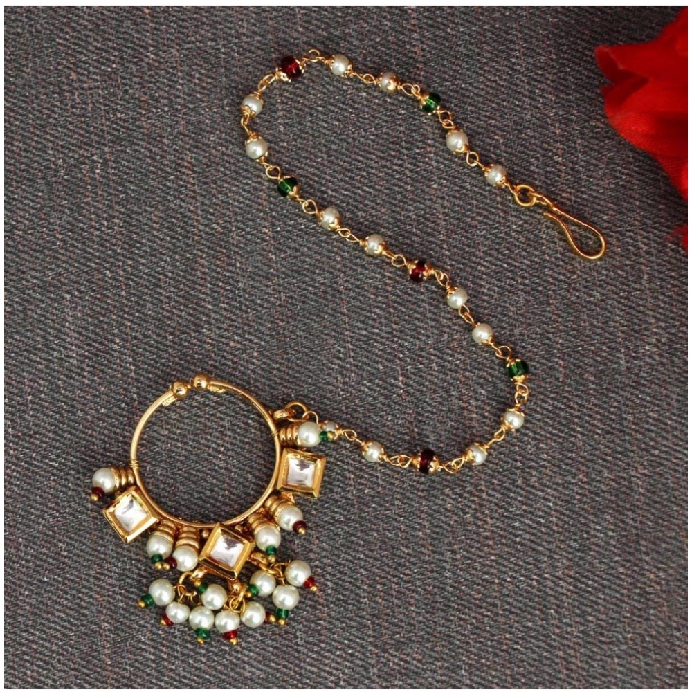 Generic Women's Maroon & Green Color Nose Nath 