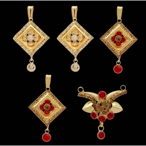 Generic Women's Red & White Color Pendants Locket Combo Of 5 Pieces 