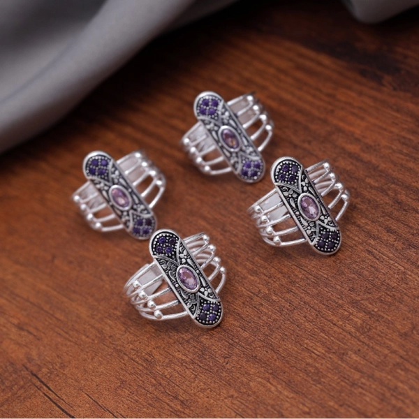 Dropship Women's Multi Color Assorted Design Adjustable Toe Rings Combo Of 2 Pairs