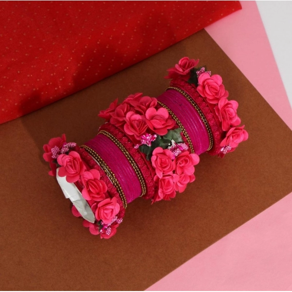 Dropship Women's Rani Color Floral Bangles Set: 2.4