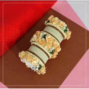 Generic Women's Off White Color Floral Bangles Set: 2.4 
