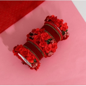 Generic Women's Red Color Floral Bangles Set: 2.4 