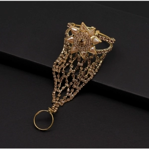 Generic Women's Gold Color Rhinestone Hathphool Adjustable Bracelet