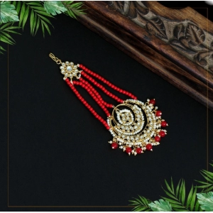 Generic Women's Red Color Kundan Maang Pasa 
