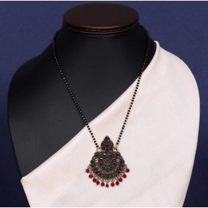 Generic Women's Maroon & Green Color Mangalsutra 