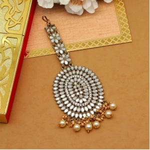 Generic Women's Gold Color Mirror Work Maang Tikka 