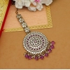 Dropship Women's Purple Color Mirror Work Maang Tikka 