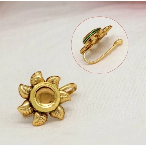 Generic Women's Multi Color Kundan Nose Pin Combo Of 4 Pieces 