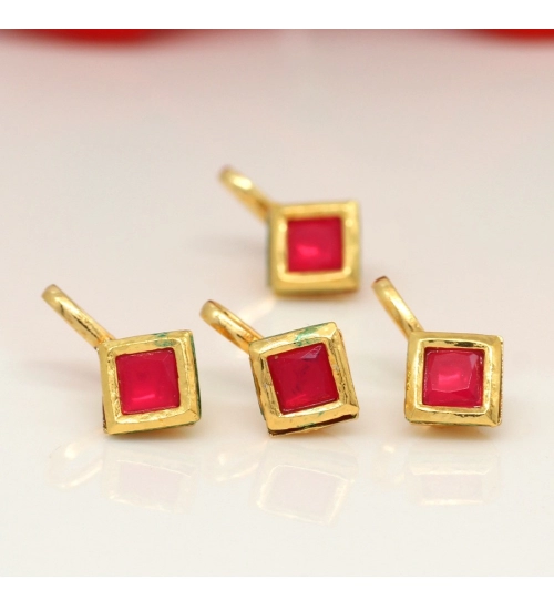 Women's Rani Color Kundan Nose Pin Combo Of 4 Pieces Women's Rani Color Kundan Nose Pin Combo Of 4 Pieces
